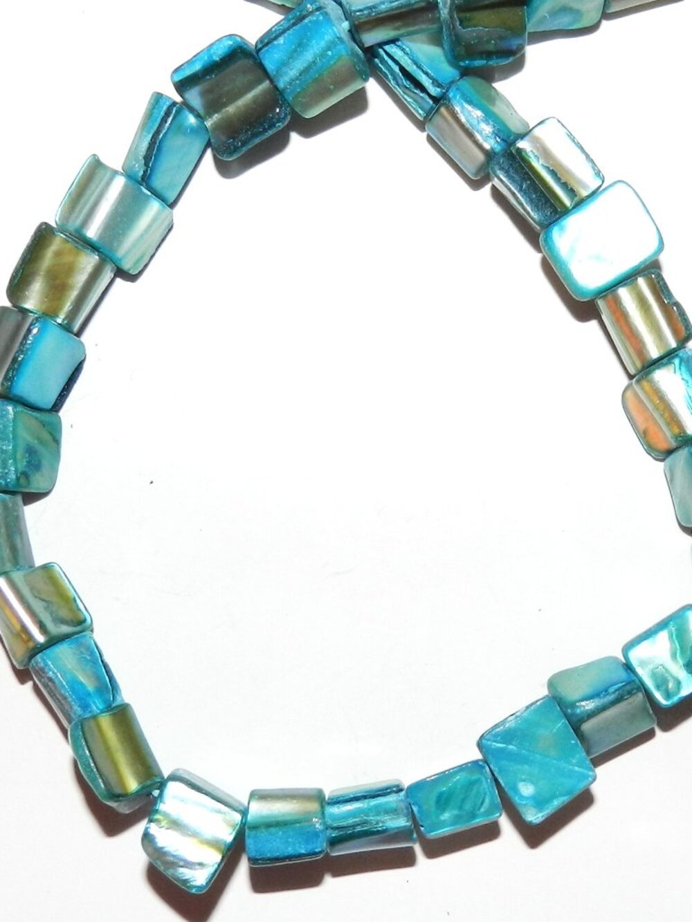 MP1750 8-10mm Blue Medium Tri-Tip Nugget Mother Of Pearl Shell Beads 15" - Picture 2 of 2